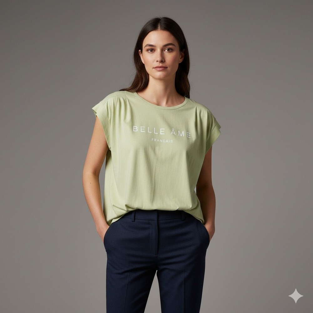 Women's L'appartement Belle Ame Graphic T Shirt Top Pistachio‎ Green